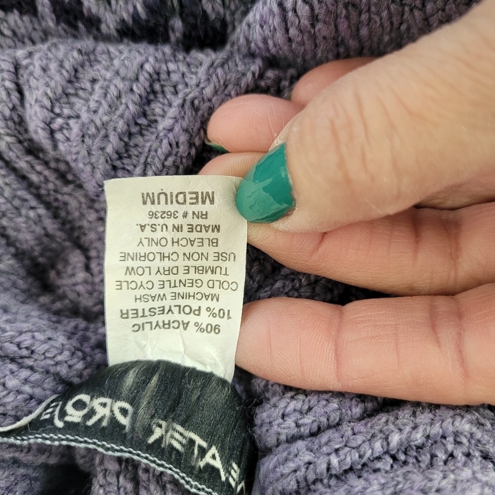 Sweater Project purple lavender ivory ski sweater turtleneck cozy hygge sport M - Picture 8 of 10